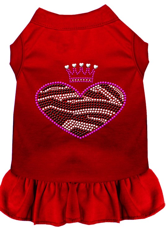 Zebra Heart Rhinestone Dress Red XS